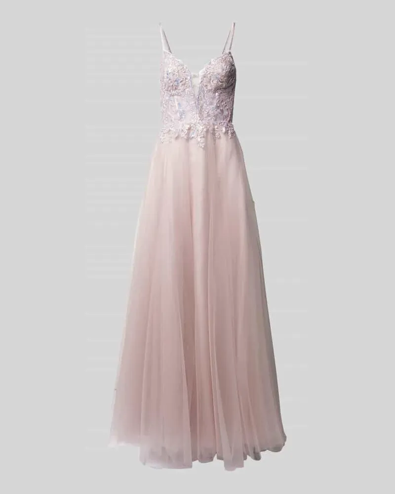 LUXUAR Abendkleid mit tiefem Herz-Ausschnitt Mauve
