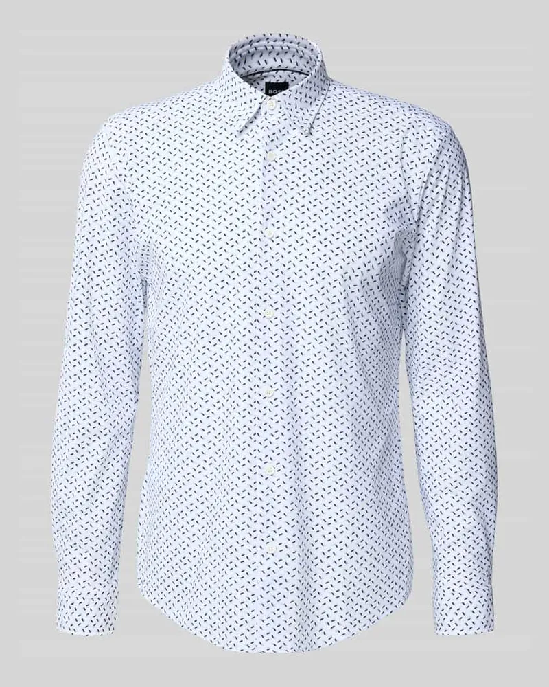 HUGO BOSS Slim Fit Businesshemd aus atmungsaktivem Material Modell 'ROAN Bleu