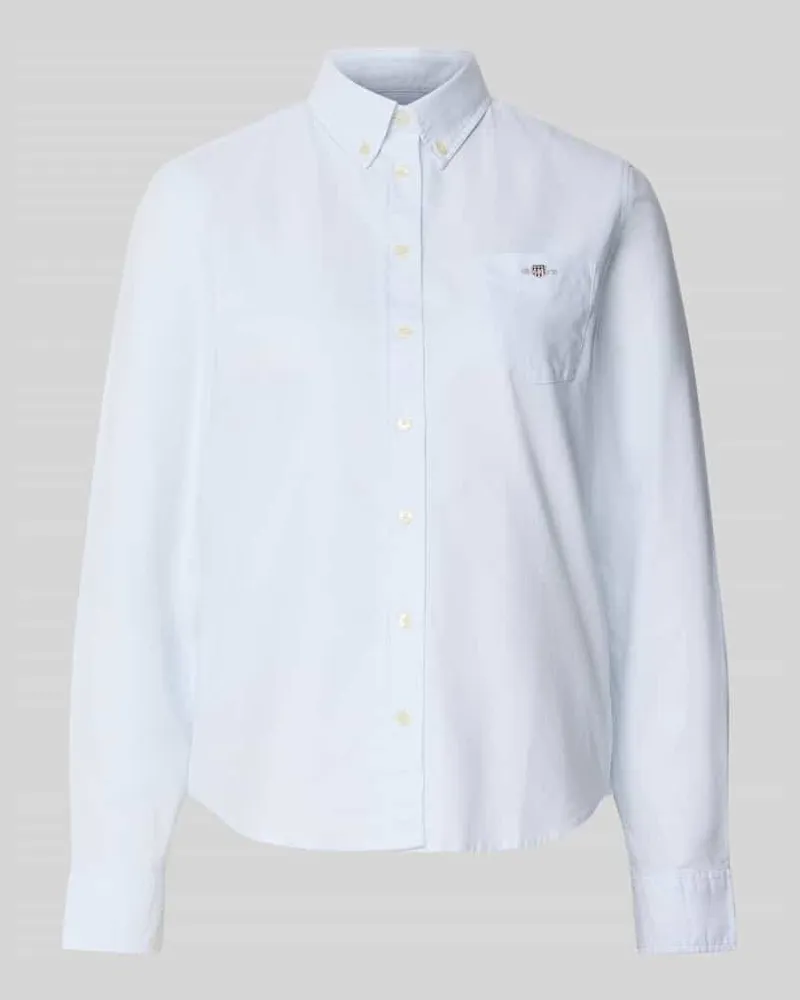Gant Hemdbluse mit Button-Down-Kragen und Sportmanschetten Hellblau