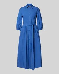 Max Mara Hemdblusenkleid mit Bindegürtel Modell 'FAENZA Blau