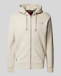 Superdry. Sweatjacke mit Label-Stitching Hellgrau