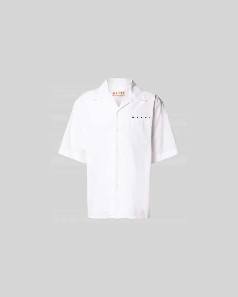 Marni Regular Fit Freizeithemd mit Logo-Print Weiss