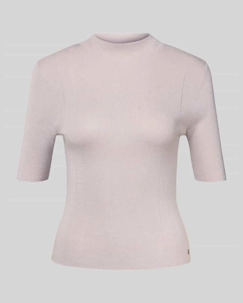 Marc Cain T-Shirt aus Lanawoll-Mix mit Logo-Applikation Kitt