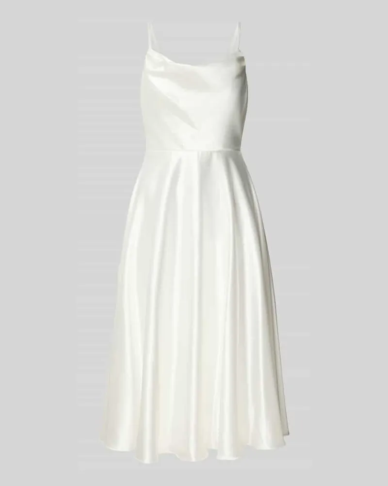 LUXUAR Kleid aus Satin mit Spitzenbesatz Offwhite