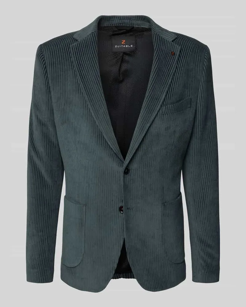 Zuitable Slim Fit 2-Knopf-Sakko aus Cord mit Reverskragen Petrol