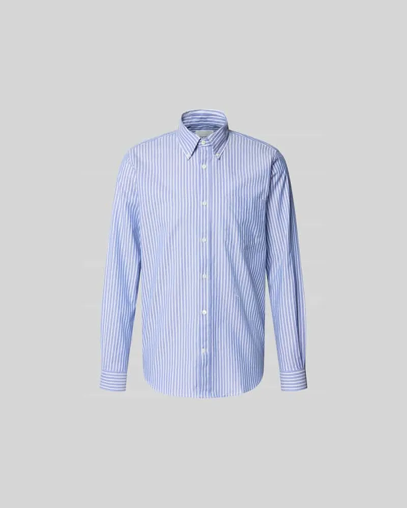 Closed Slim Fit Business-Hemd mit Knopfleiste Hellblau