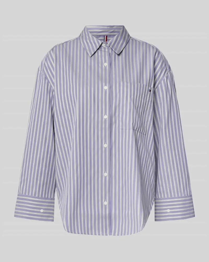 Tommy Hilfiger Regular Fit Hemdbluse aus reiner Baumwolle Lavender
