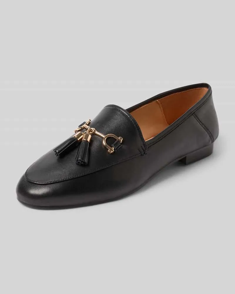 Inuovo Slipper aus echtem Leder mit Zierbesatz Black