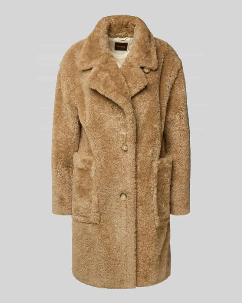 HUGO BOSS Regular Fit Teddy-Mantel mit großen Taschen Modell 'CATEDY Hellbraun