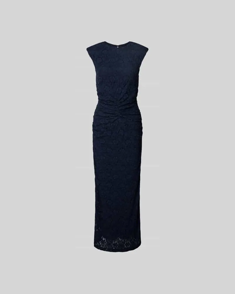 ROTATE Birger Christensen Maxikleid mit Rundhalsausschnitt Dunkelblau