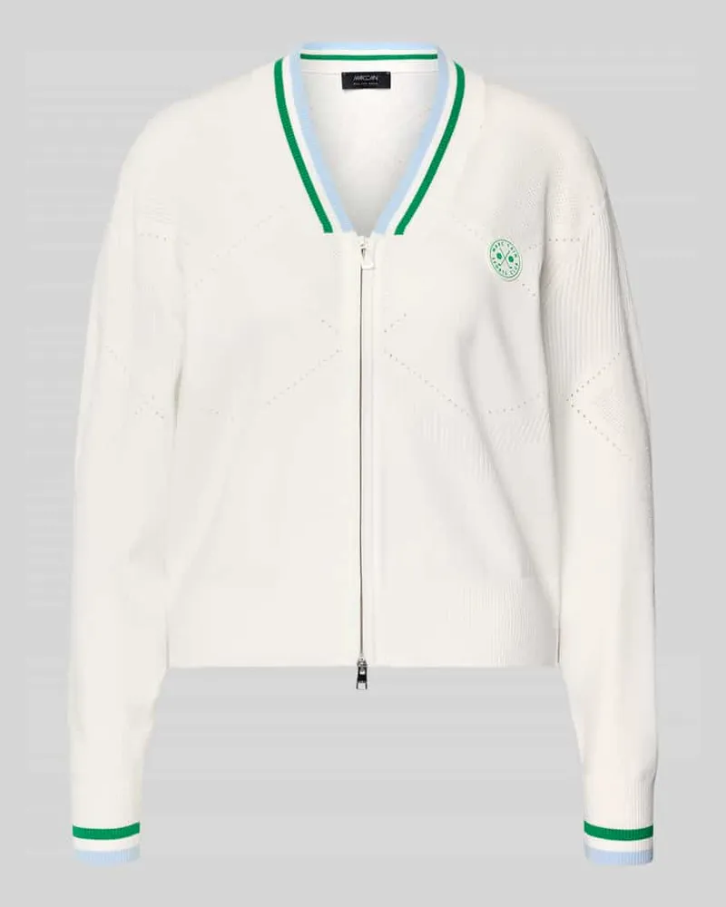 Marc Cain Strickjacke aus Viskose-Mix mit Zweiwege-Reißverschluss Offwhite
