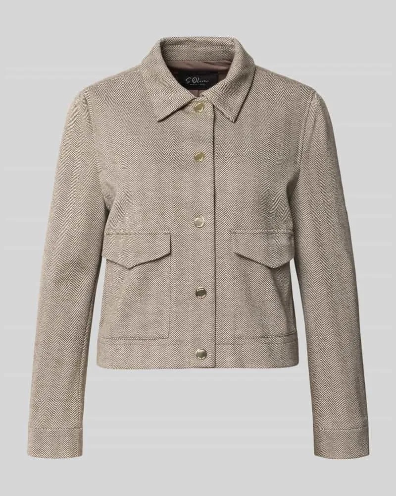 S.Oliver Regular Fit Hemdjacke mit Viskose-Anteil Taupe