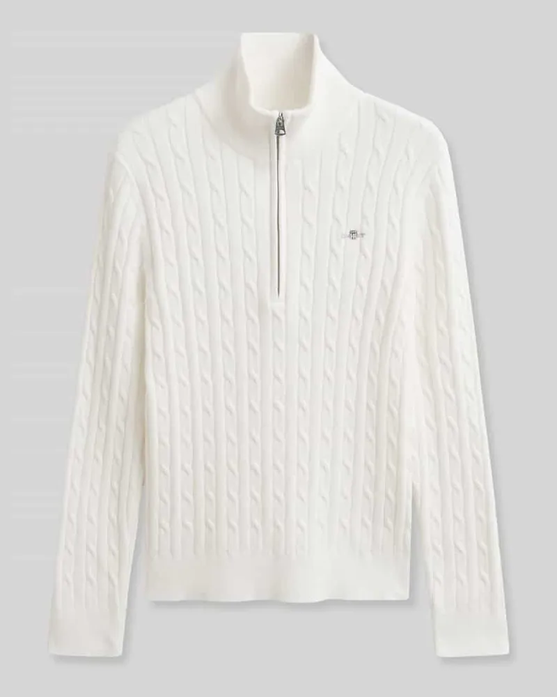 Gant Regular Fit Troyer aus reiner Baumwolle mit Logo-Stitching Ecru
