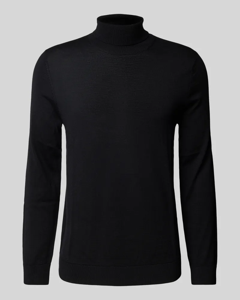 Selected Homme Rollkragenpullover aus Wolle Modell 'TRAY Black