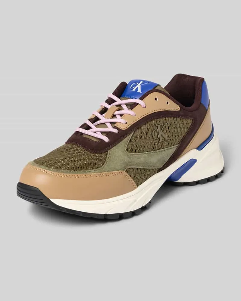 Calvin Klein Ledersneaker mit Label-Details Modell 'HIKE RUNNER Khaki