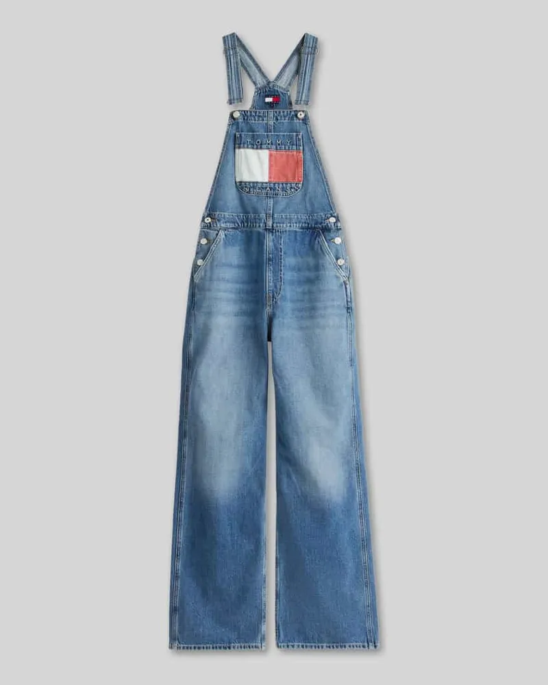 Tommy Hilfiger Relaxed Fit Latzhose aus reiner Baumwolle Jeansblau