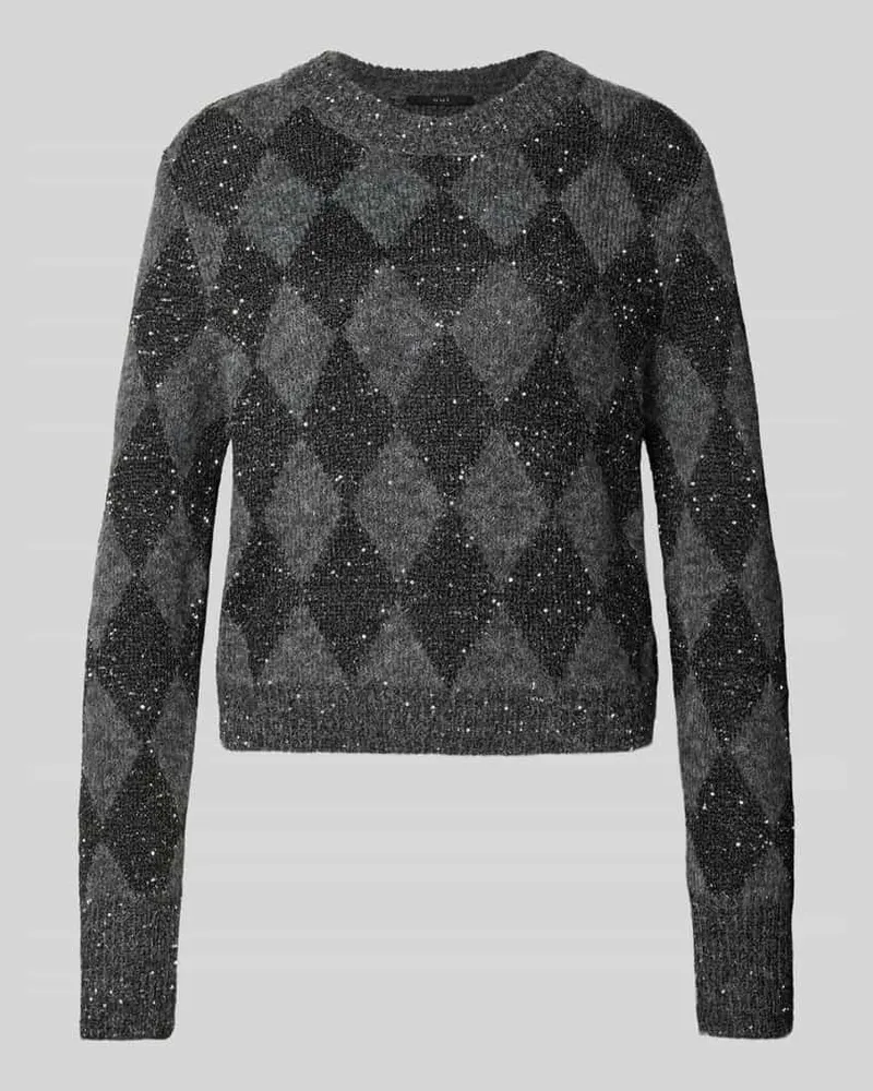 Oui  Pullover mit schimmerndem Strickeffekt Mittelgrau
