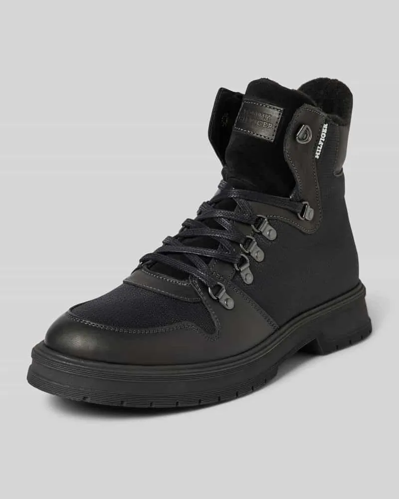 Tommy Hilfiger Schnürboots aus Leder mit Label-Patch Black