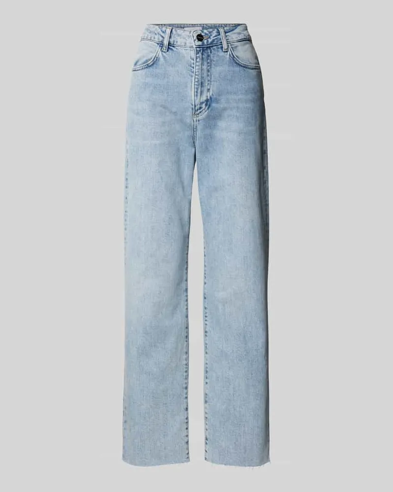 Rich&Royal Wide Leg Jeans mit Fransen Hellblau