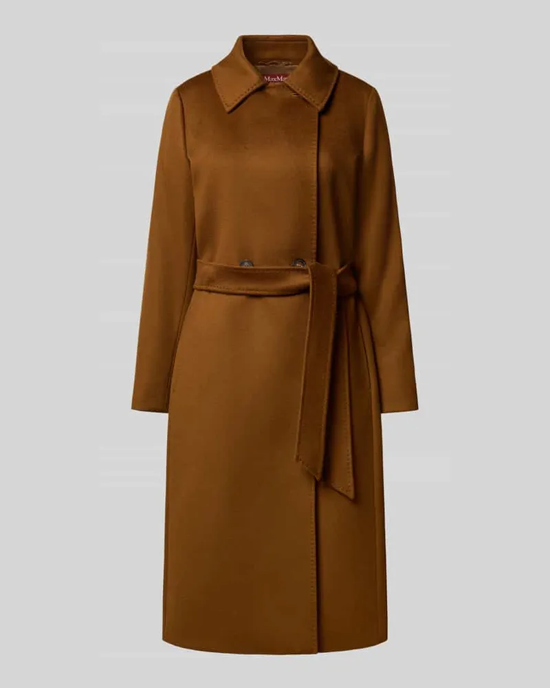Max Mara Gerader Mantel aus reiner Schurwolle Modell 'BCOLLAG Mittelbraun
