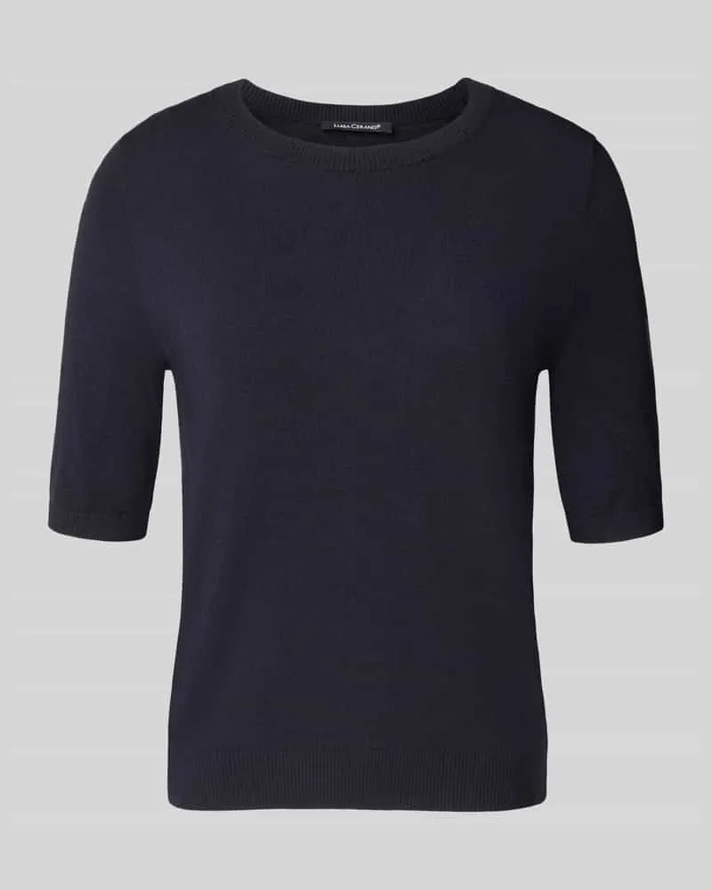 Luisa Cerano Strickshirt aus Viskose-Mix mit Rundhalsausschnitt Marine