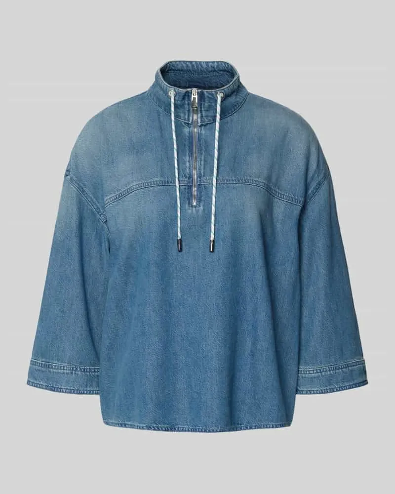 Marc Cain Jeansshirt mit Stehkragen und Reißverschluss Hellblau