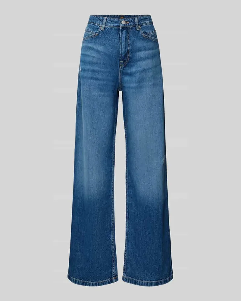 HUGO BOSS Wide Fit Jeans aus Baumwoll-Lyocell-Mix Modell 'THEMARLENE Dunkelblau