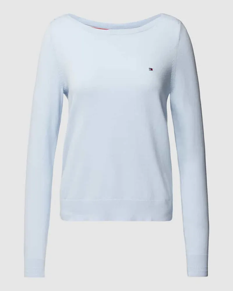 Tommy Hilfiger Strickpullover mit U-Boot-Ausschnitt Hellblau