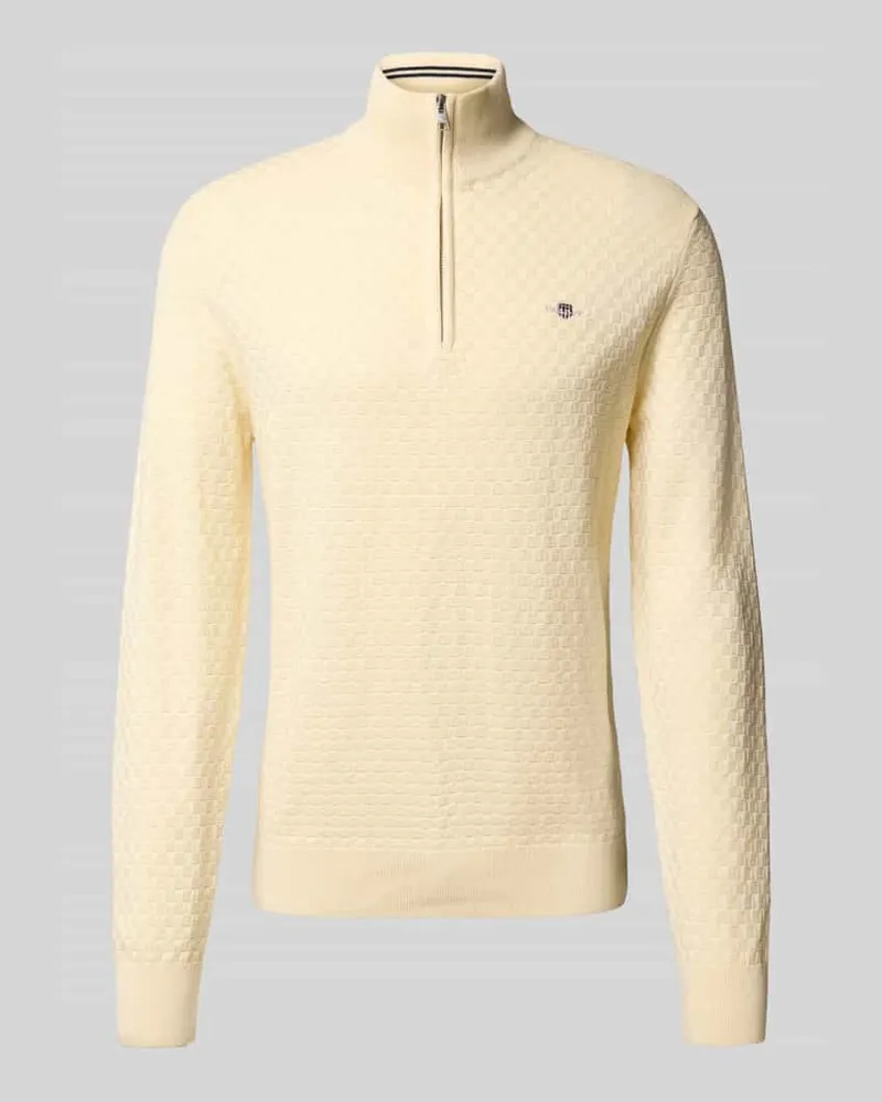 Gant Strickpullover mit Label-Stitching Offwhite