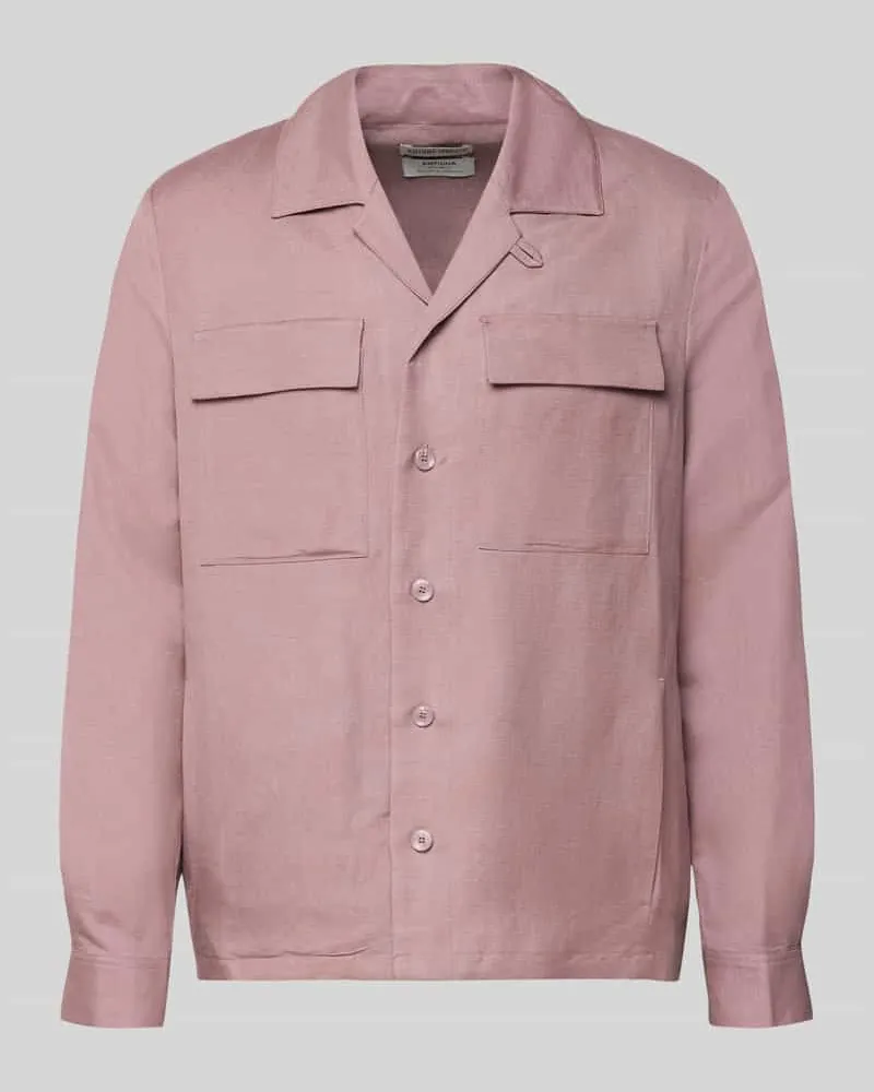 Antony Morato Regular Fit Hemdjacke aus Leinen-Viskose-Mix Rostrot