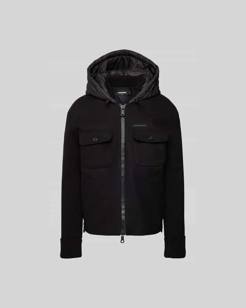 Dsquared2 Hemdjacke mit Kapuze Black