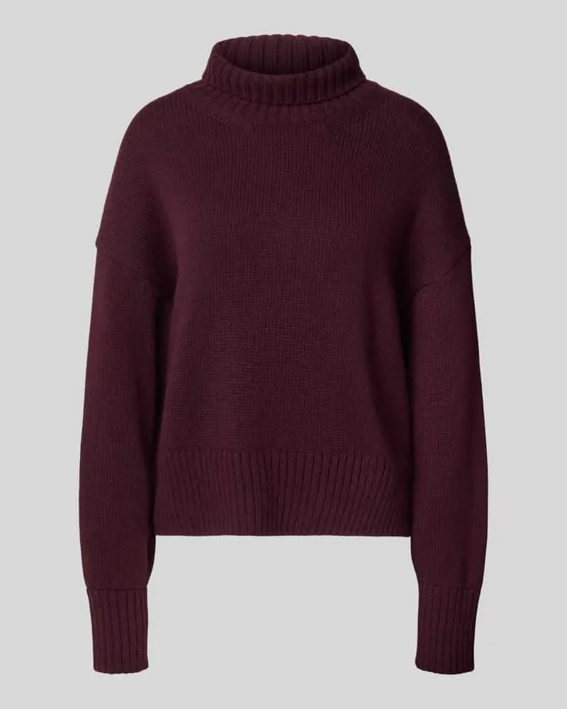 Lanius Oversized Strickpullover aus Schurwoll-Baumwoll-Mix Bordeaux