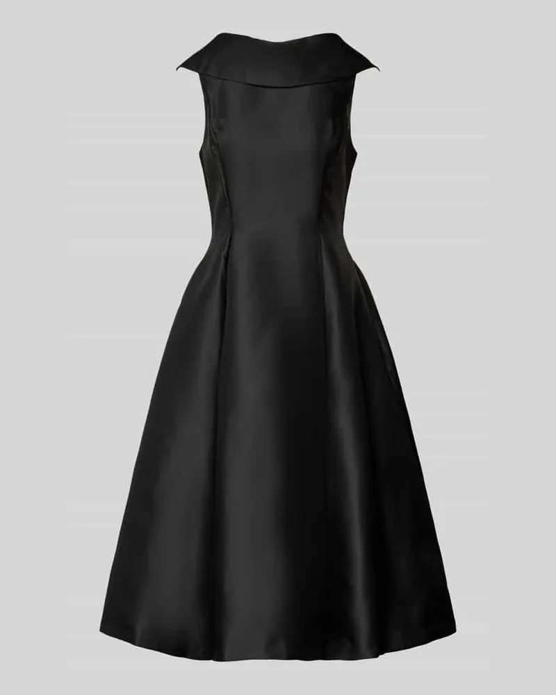 Adrianna Papell Knielanges Cocktailkleid mit gelegten Falten Black