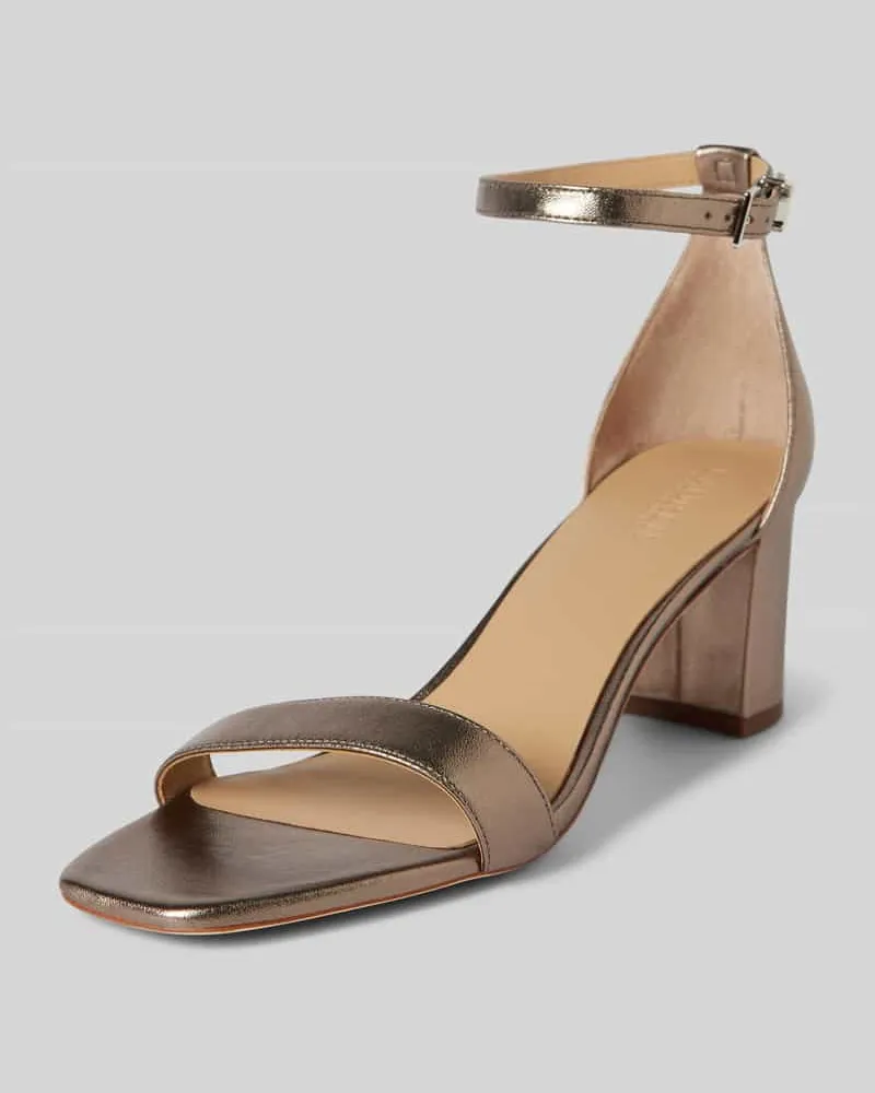 Ralph Lauren Ledersandalette mit Blockabsatz Modell 'LOGAN Metallic