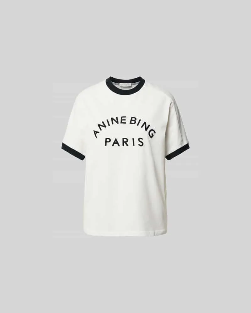 Anine Bing Regular Fit T-Shirt mit Logo-Print Ecru