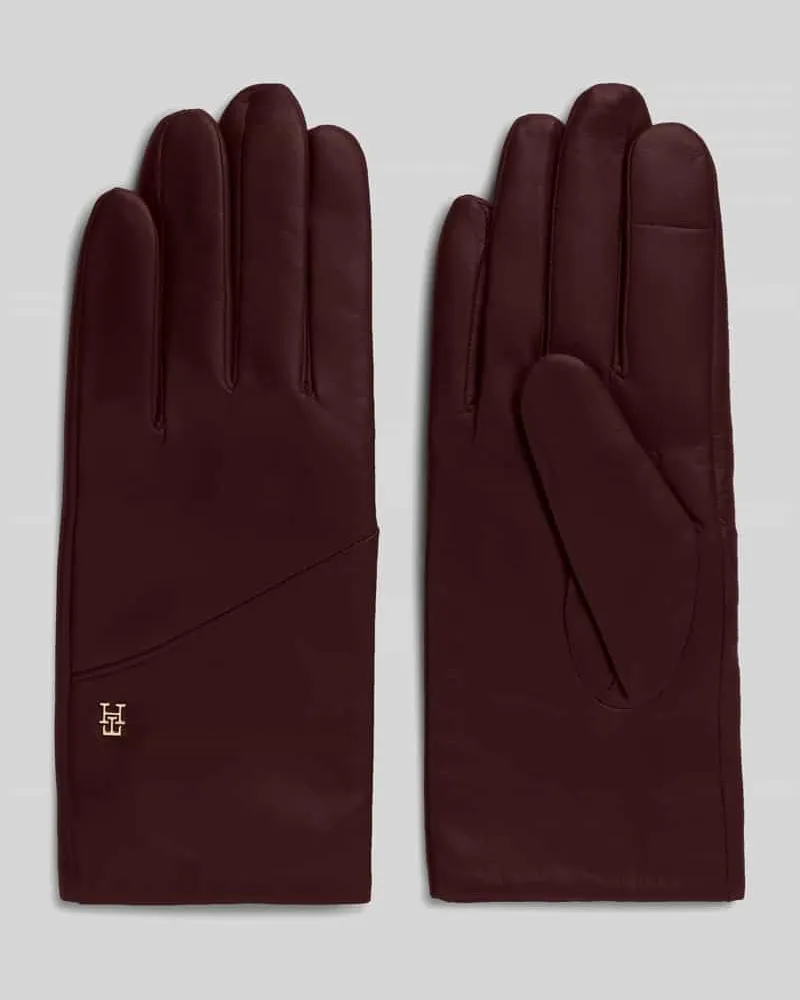 Tommy Hilfiger Handschuhe aus echtem Ziegenleder Bordeaux