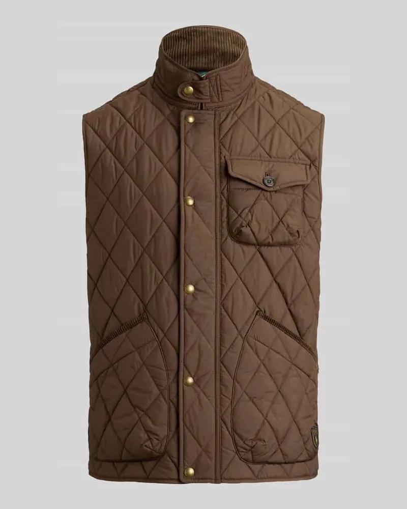 Ralph Lauren Regular Fit Weste mit Logo-Patch Modell 'BEATON Mittelbraun
