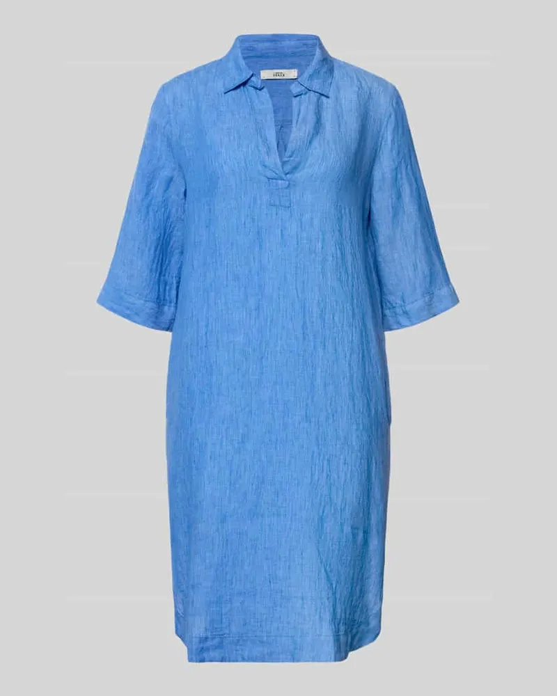 0039 Italy Knielanges Leinenkleid Modell 'DERRY Bleu