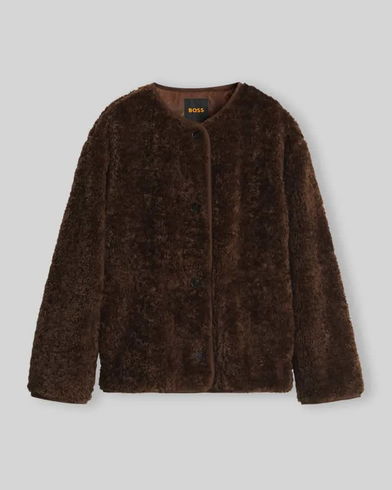 HUGO BOSS Teddyjacke mit seitlichen Eingrifftaschen Modell 'C_Cody Mittelbraun
