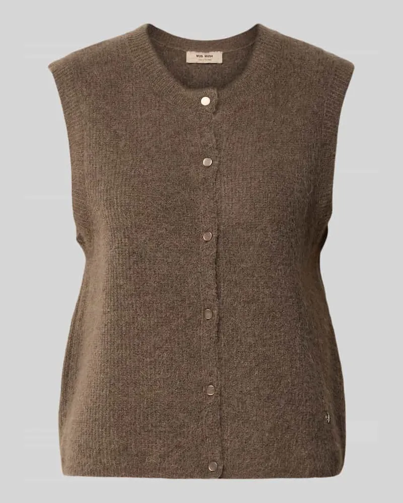 Mos Mosh Regular Fit Cardigan aus elastischem Alpaka-Mix mit Knopfleiste Mittelbraun