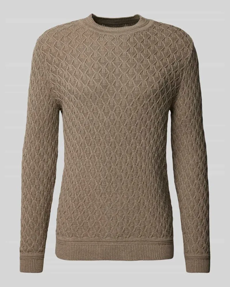 GABBA Strickpullover mit Rundhalsausschnitt Modell 'AKSLA Hellbraun