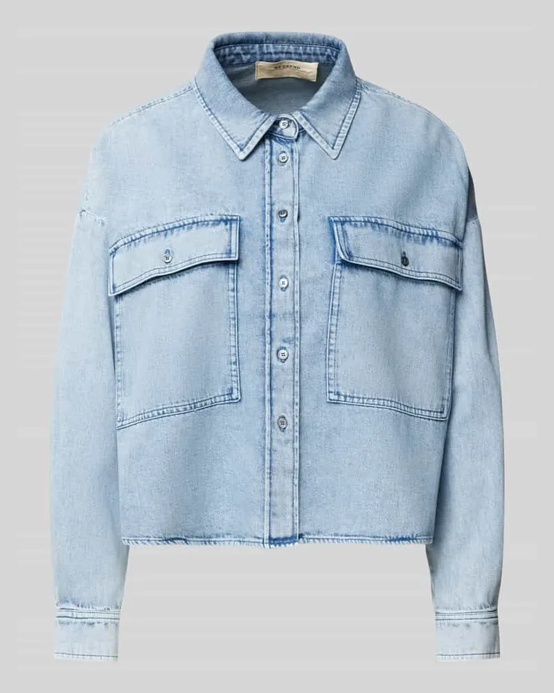 Max Mara Regular Fit Jeansbluse mit Umlegekragen Modell 'ZEMIRA Hellblau
