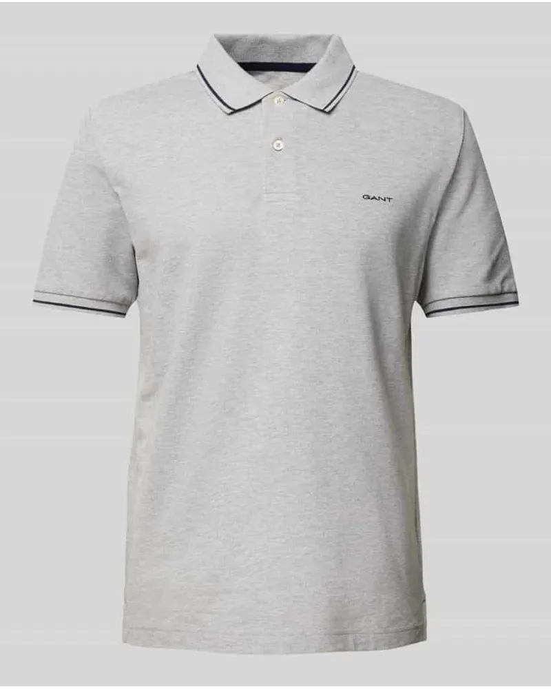 Gant Poloshirt mit Label-Stitching Modell 'TIPPING Mittelgrau