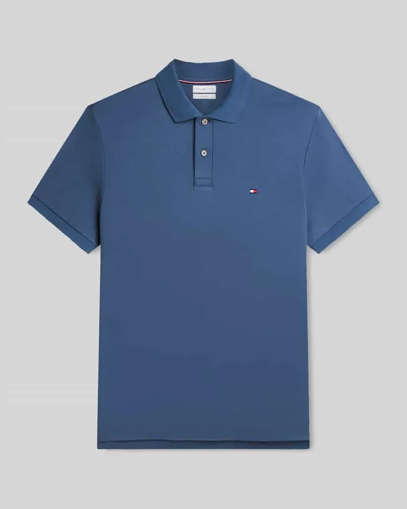 Tommy Hilfiger Regular Fit Poloshirt aus reiner Baumwolle Rauchblau
