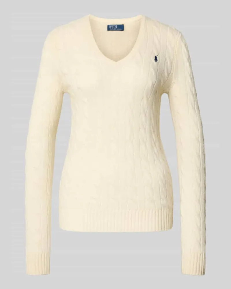 Ralph Lauren Longsleeve in Strick-Optik mit Kaschmir-Anteil Modell 'KIMBERLY Offwhite