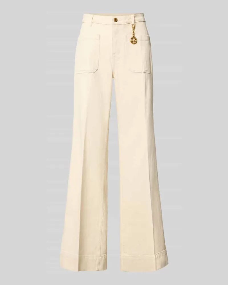 Michael Kors High Rise Bootcut Fit Stoffhose aus Baumwoll-Mix Offwhite
