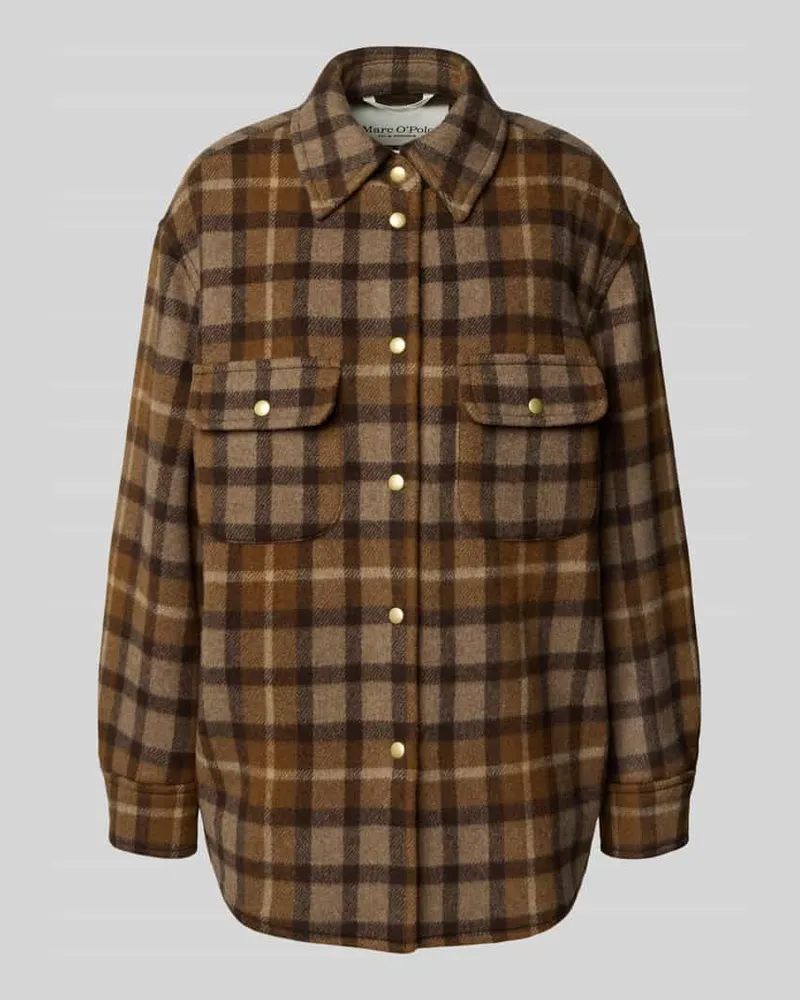 Marc O'Polo Relaxed Fit Jacke aus Woll-Mix Mittelbraun