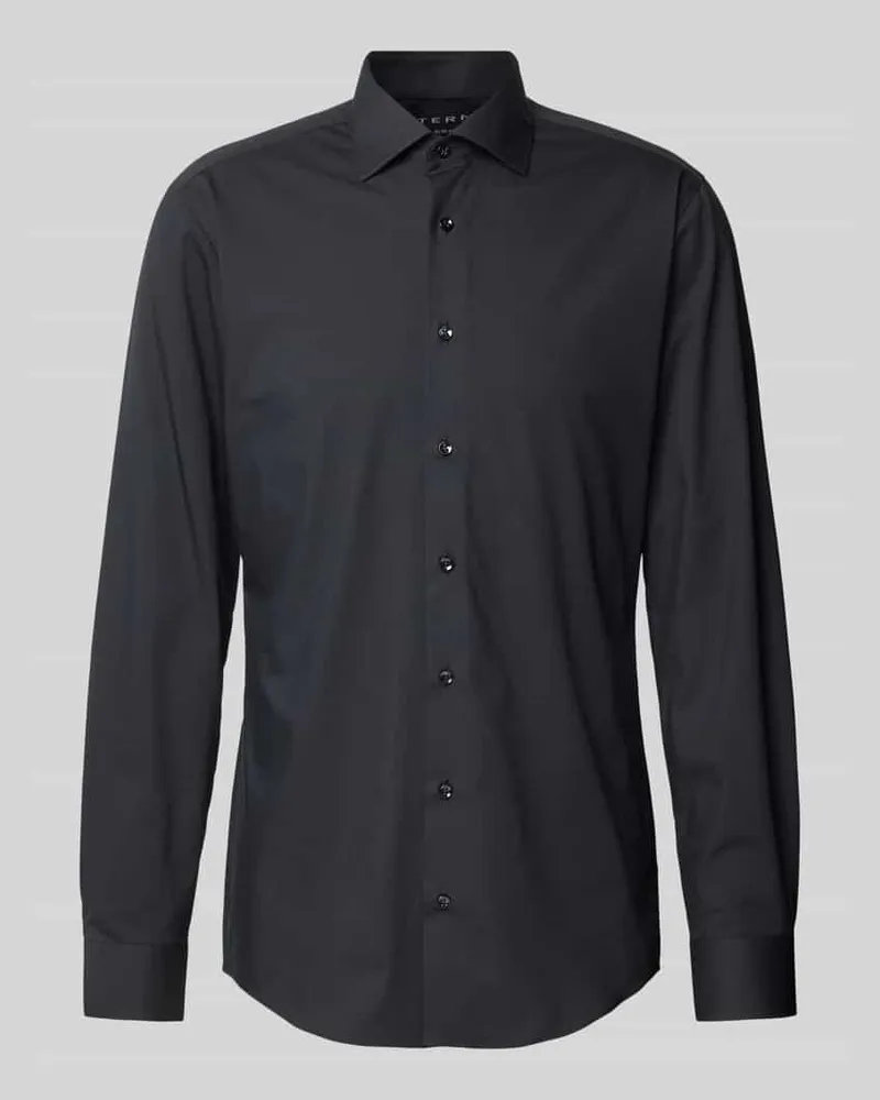 Eterna Slim Fit Businesshemd mit Stretchanteil und Streifenmuster Black