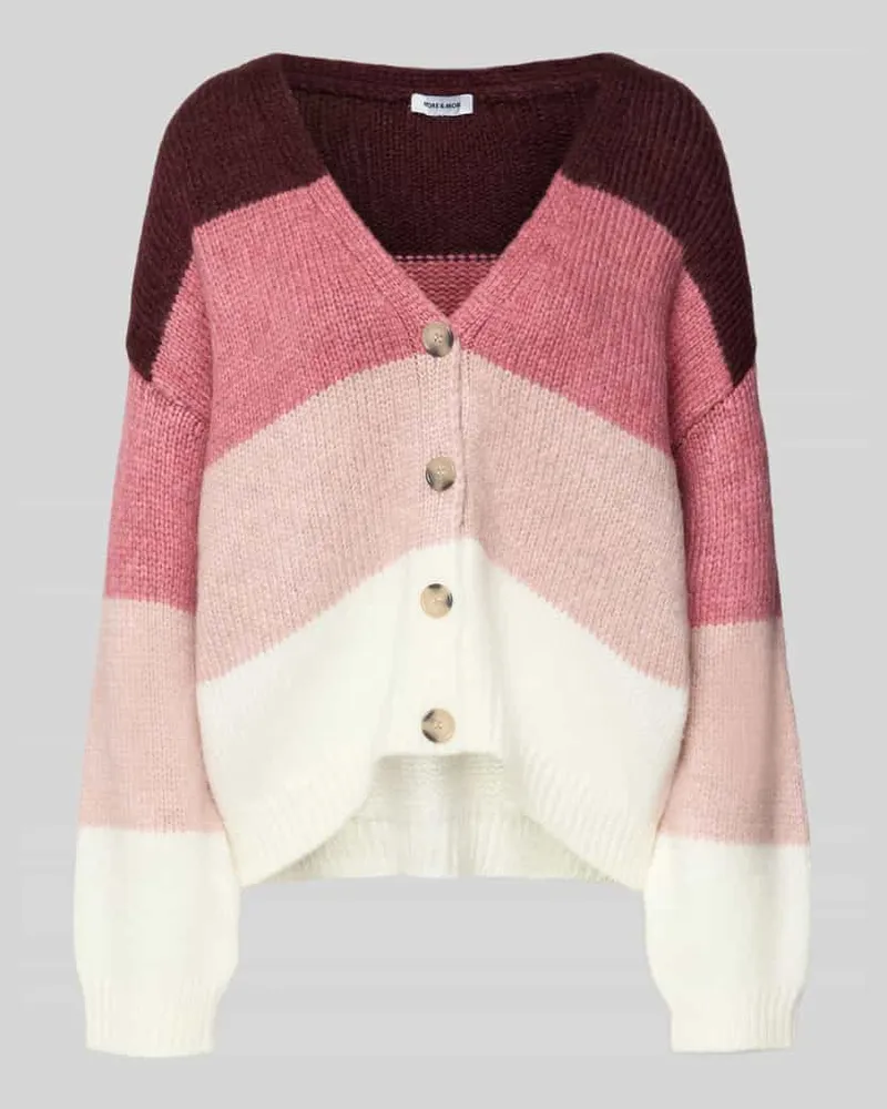 More & More Oversized Strickjacke mit Knopfleiste Bordeaux