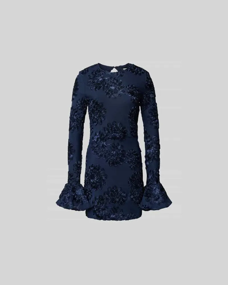 ROTATE Birger Christensen Minikleid mit Rundhalsausschnitt Dunkelblau